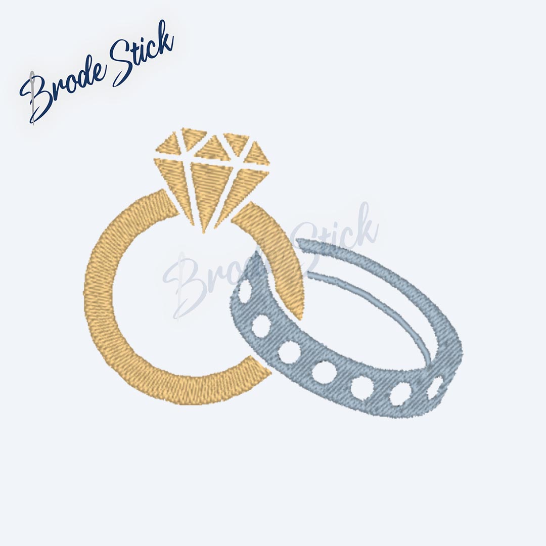 Motif alliances pour broderie de mariage personnalisée.