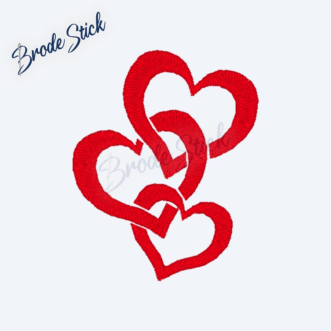 Trois cœurs liés par un nœud symbolisant un lien familial.