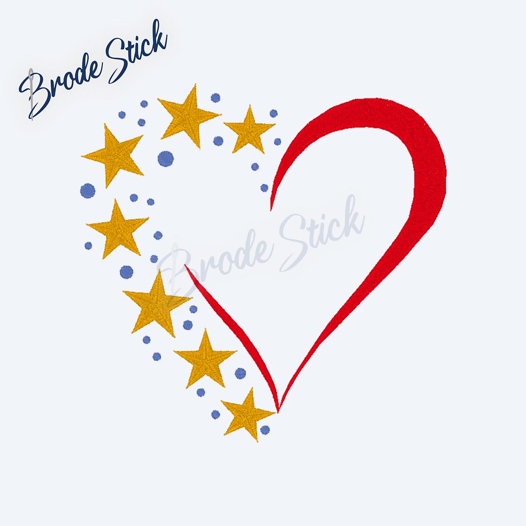 Cœur stylisé avec étoiles pour un design céleste et romantique.