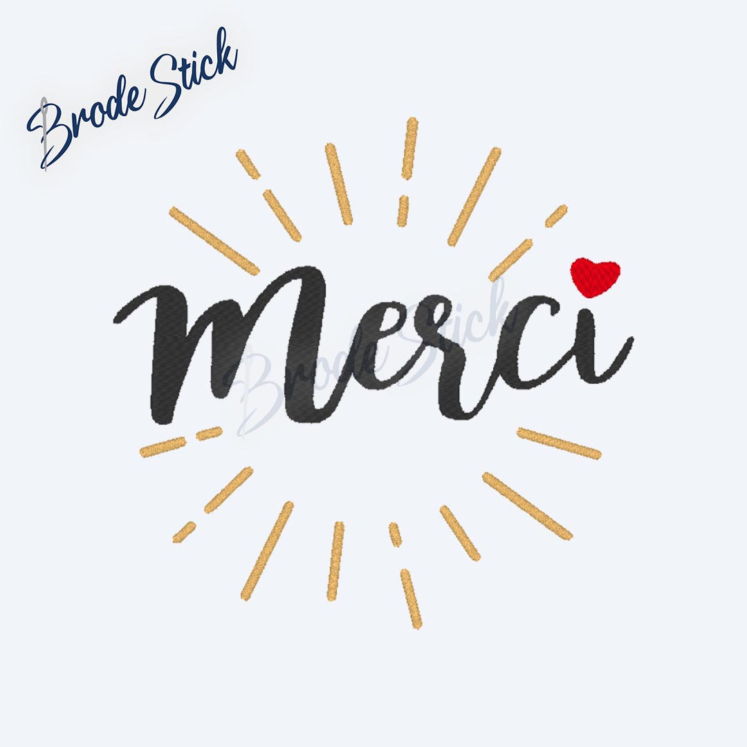 Message de remerciement "Merci" avec des éclats graphiques.