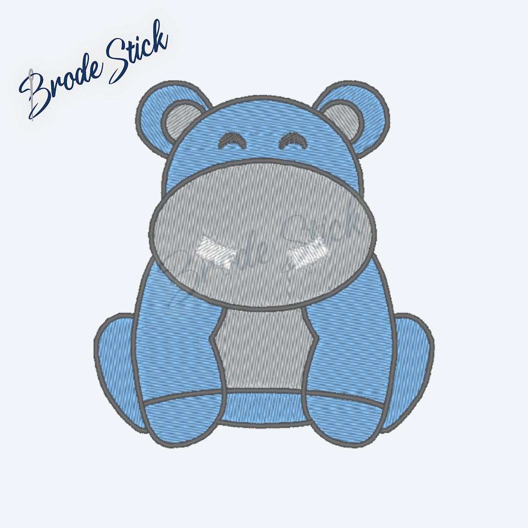 Hippopotame souriant au design doux pour bébé.