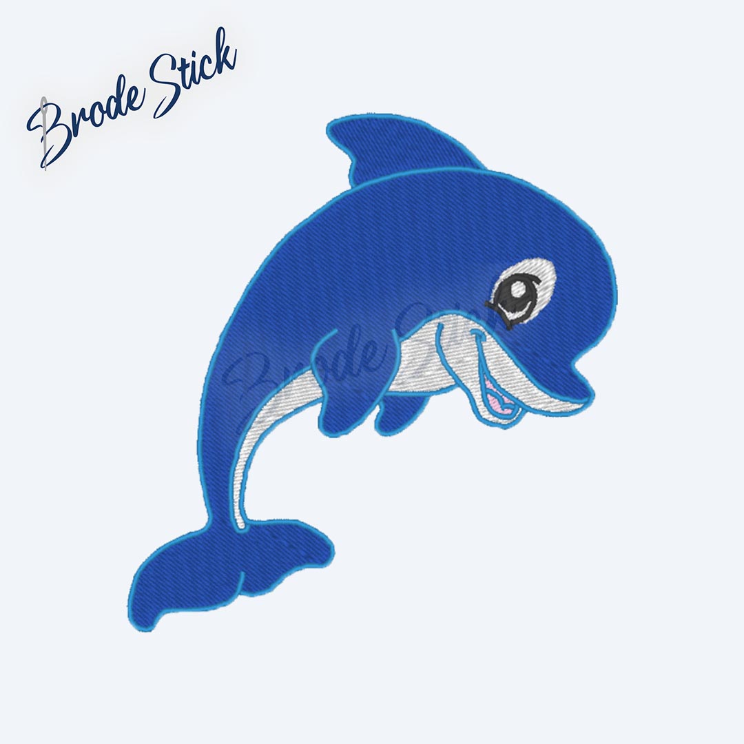 Dauphin joyeux sautant, illustration marine pour enfant.