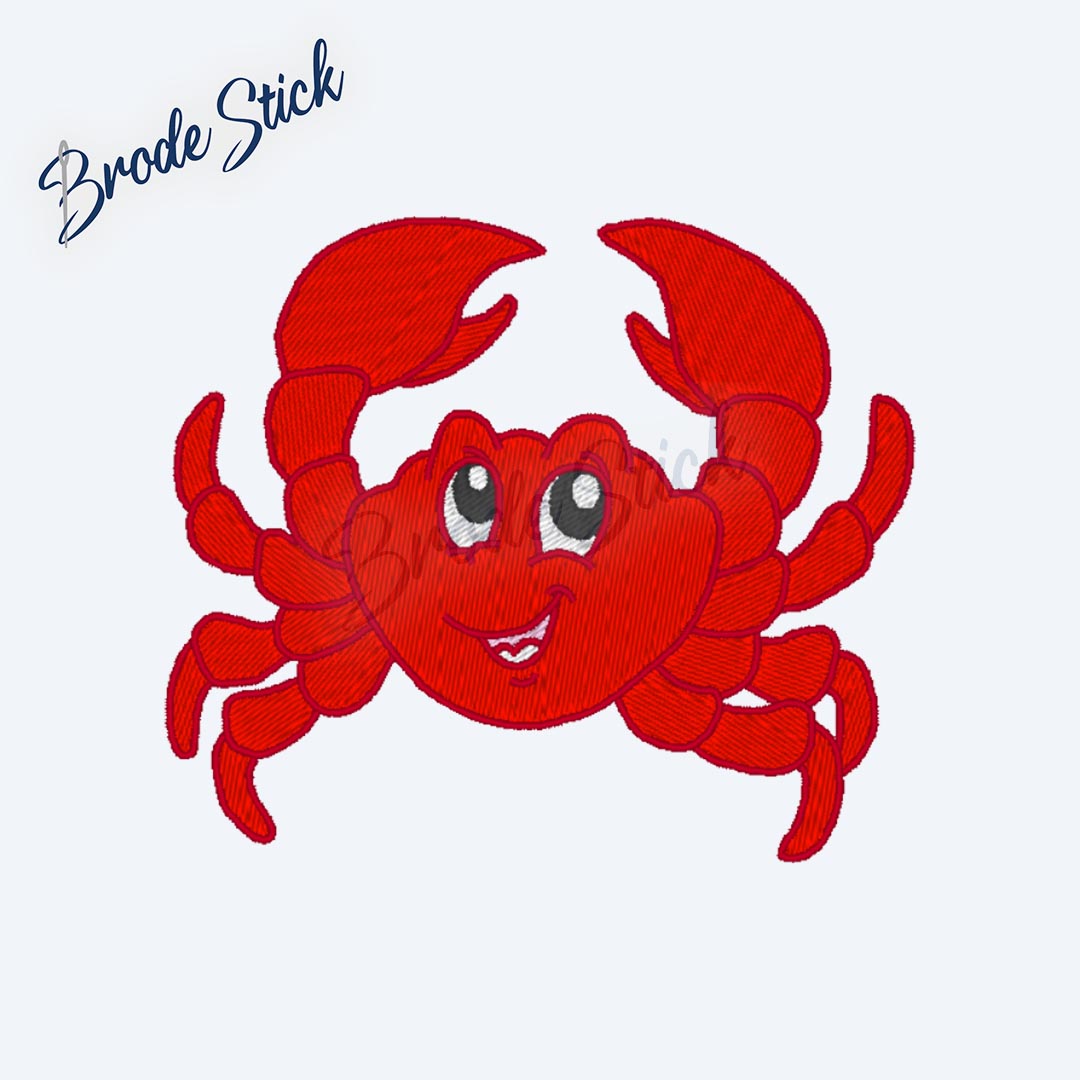Petit crabe rigolo avec ses pinces pour thème bord de mer.