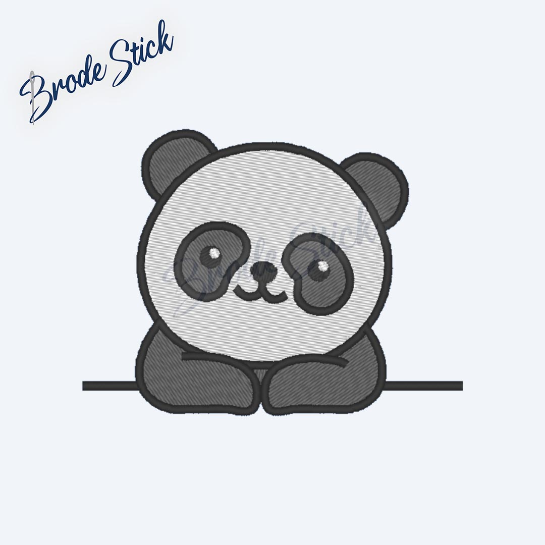 Panda mangeant du bambou, illustration douce.