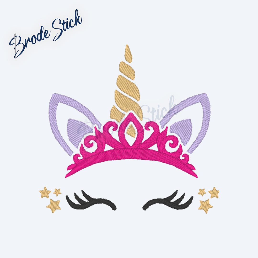 Tête de licorne portant un diadème de princesse magique.