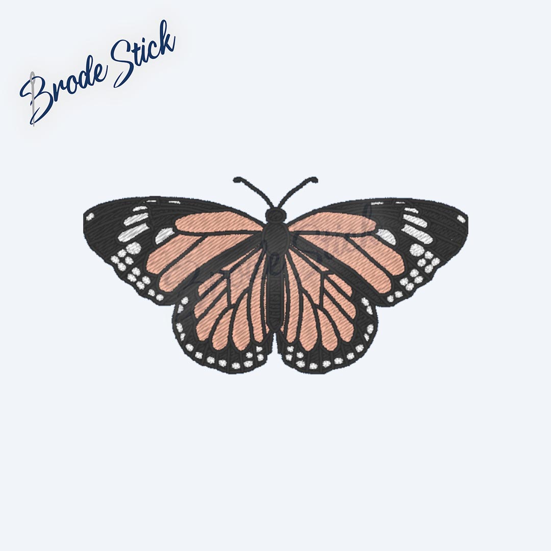 Papillon monarque aux ailes déployées, design nature.