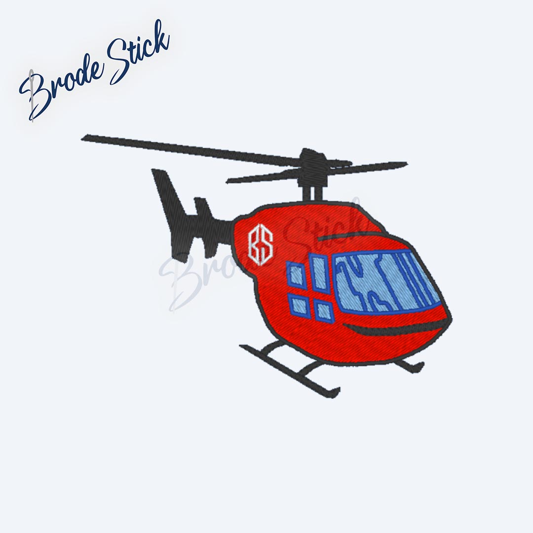 Hélicoptère de transport en plein vol, motif pour enfant.