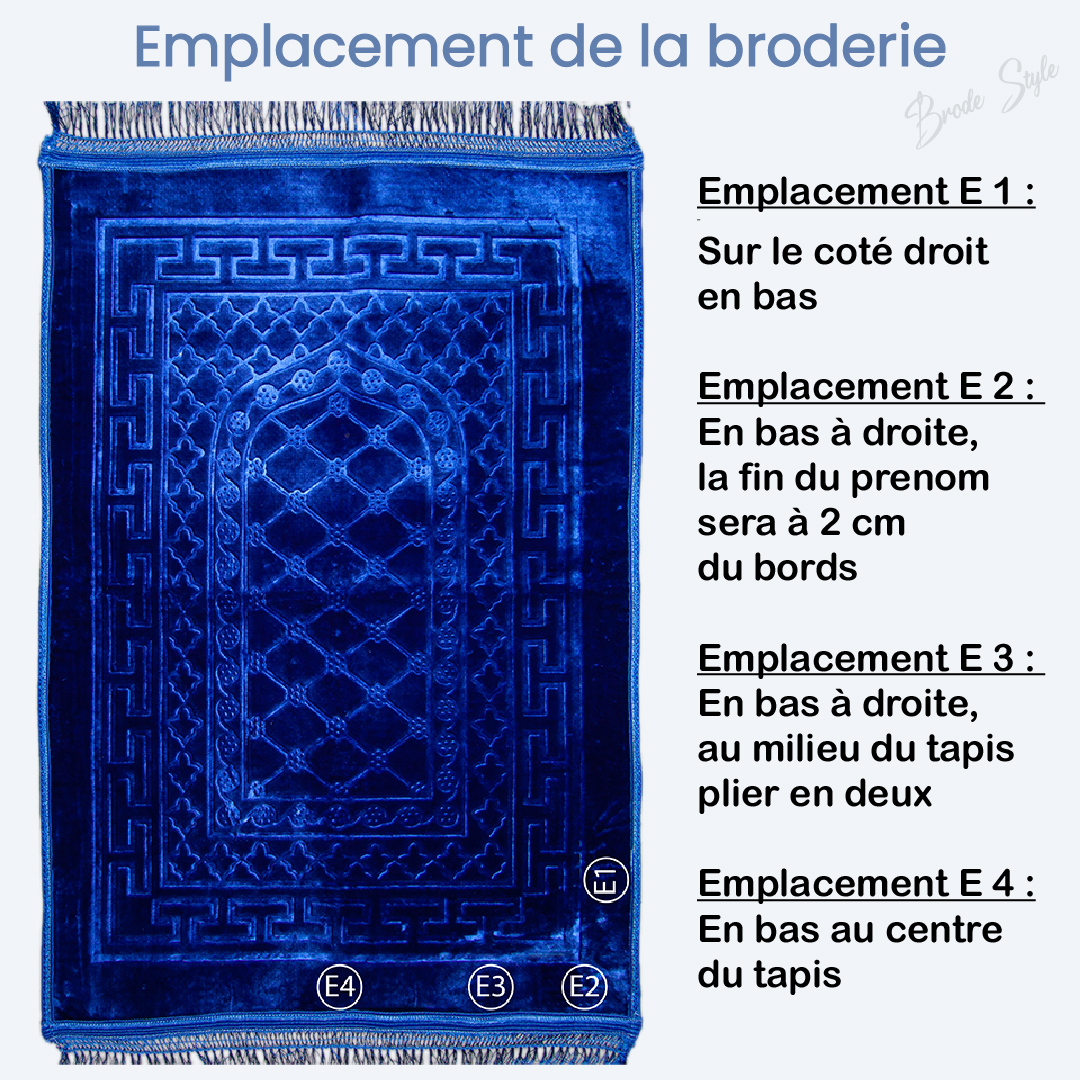 Emplacement broderie sur tapis